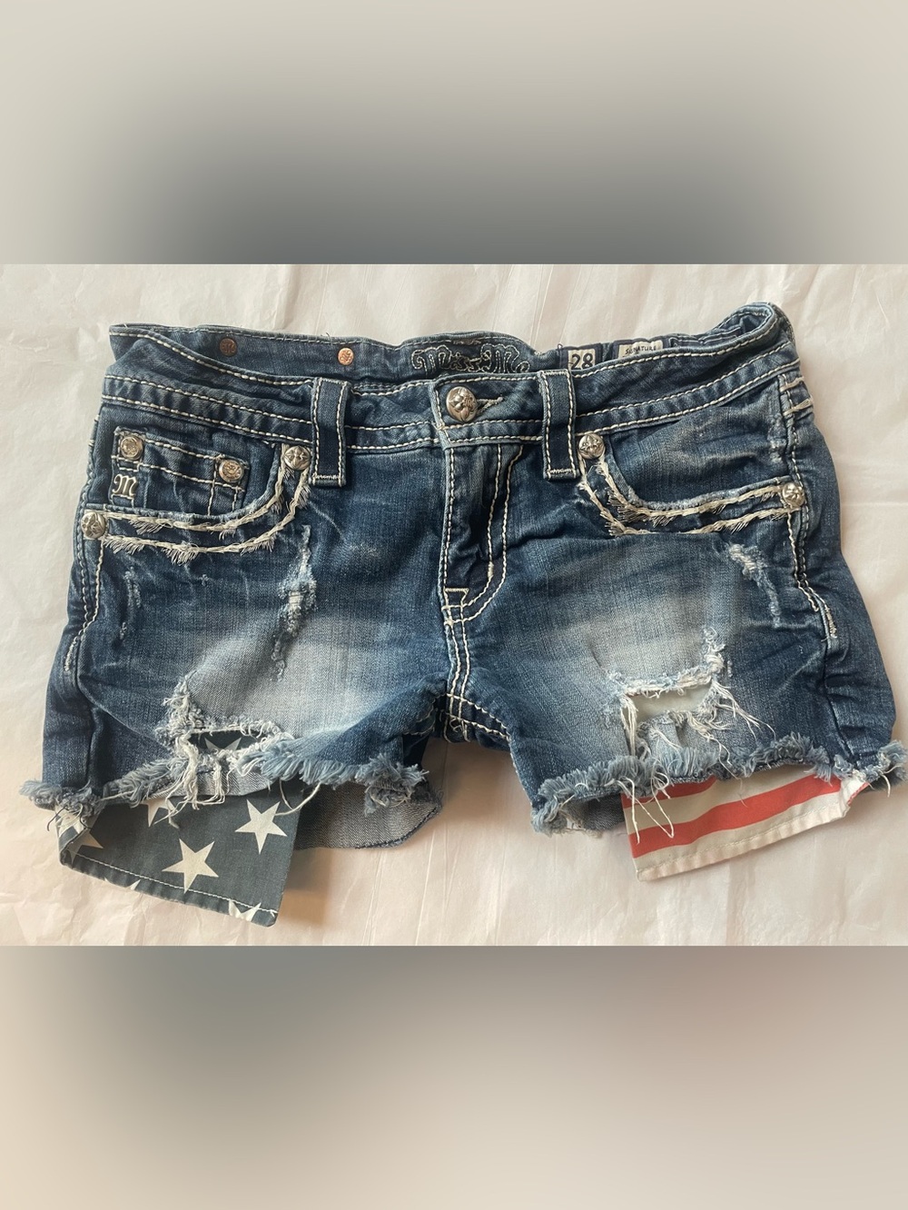 MISS ME! Hard to find Jean FLAG Shorts Tag 28